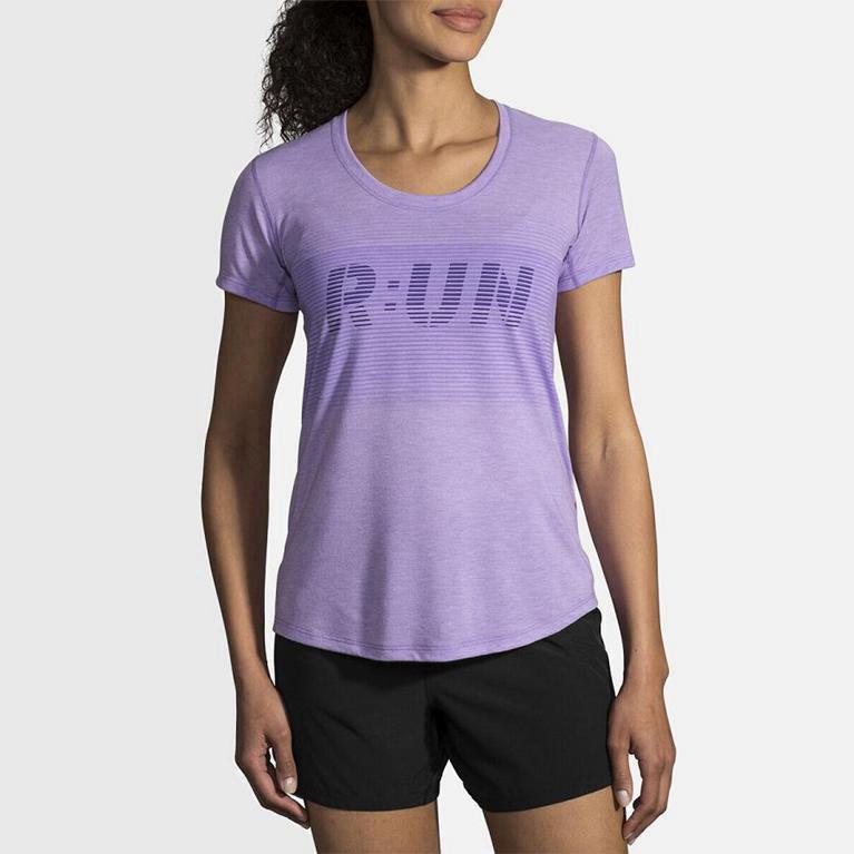 Brooks Distance Graphic NZ - Women's Running Tank Top - Purple (03294-CZPQ)